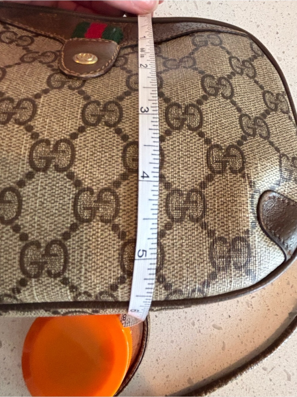 Gucci Beige/Brown Monogram Crossbody with Green-Red Web - Picture 3 of 16